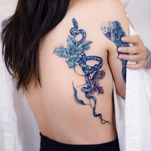 Femenino Color Miniatura tatuaje en Espalda #46263 | Tattoo Artist Dasol Kim