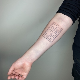 Masculino Negro Caligrafía tatuaje en Antebrazo #60347 | Tattoo Artist Mary Nepostaeva