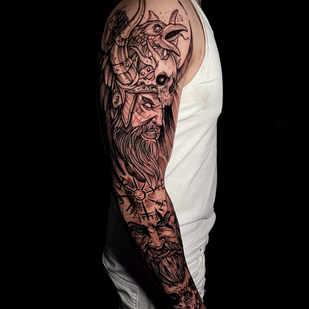 Masculino Negro Blackwork tatuaje en Manga #78487 | Tattoo Artist Diego Conci