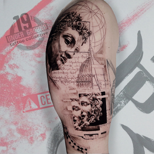 Masculino Negro Fineline tatuaje en Hombro #82582 | Tattoo Artist Anton Kozlovskih