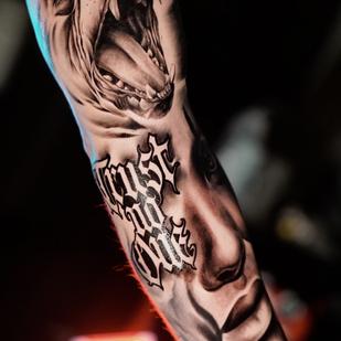 Masculino Negro Realismo tatuaje en Manga #82659 | Tattoo Artist Aleksey Shitov