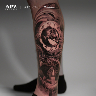 Masculino Negro y Gris Realismo tatuaje en Pierna #86012 | Tattoo Artist Apz Tattoo