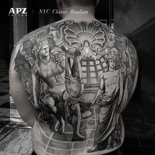 Masculino Negro y Gris Realismo tatuaje en Espalda #86033 | Tattoo Artist Apz Tattoo