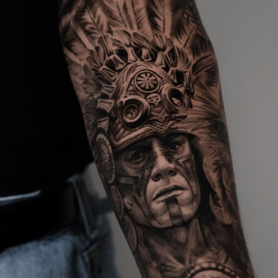 Masculino Negro y Gris Retrato tatuaje en Antebrazo #85276 | Tattoo Artist Mariia Agafonova