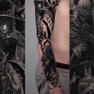 Masculino Negro y Gris Realismo tatuaje en Manga #88221 | Tattoo Artist Mariia Agafonova