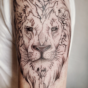 Masculino Negro y Gris Ilustrativo tatuaje en Hombro #85747 | Tattoo Artist May