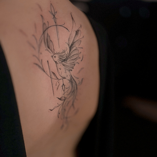 Femenino Negro Femenino tatuaje en Espalda #88753 | Tattoo Artist Sergeeva Tattoo