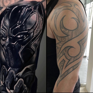 Masculino Negro y Gris Realismo tatuaje en Hombro #86267 | Tattoo Artist Tomek Glinski