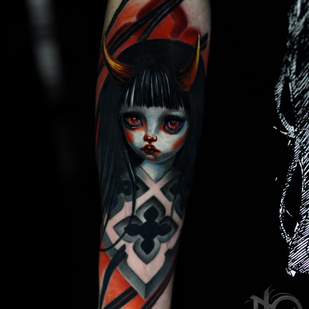 Masculino Color Estilo del Autor tatuaje en Antebrazo #86212 | Tattoo Artist Anastasiya Yusupova CAT_KABUKI