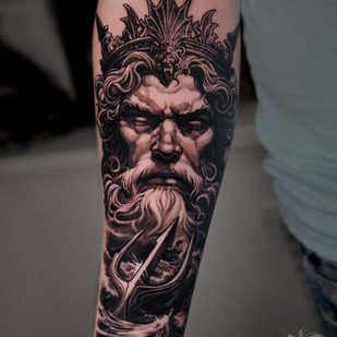 Masculino Negro y Gris Retrato tatuaje en Antebrazo #86215 | Tattoo Artist Anastasiya Yusupova CAT_KABUKI