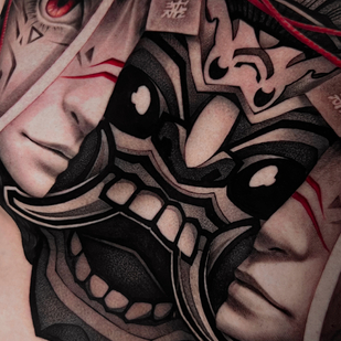 Masculino Negro y Gris Gráfico tatuaje en Pecho #87169 | Tattoo Artist Danila Morozov