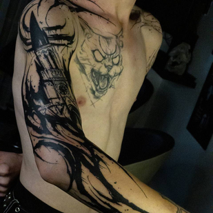 Masculino Negro Lettering tatuaje #87016 | Tattoo Artist Denis Piligrim