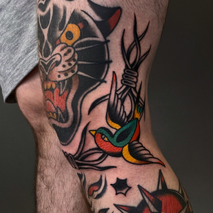 Masculino Color Old School tatuaje en Pierna #88737 | Tattoo Artist Nikita Radeckiy