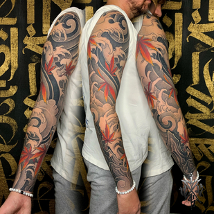 Masculino Negro y Gris Japonés tatuaje en Manga #88200 | Tattoo Artist Nikolay Kombarov