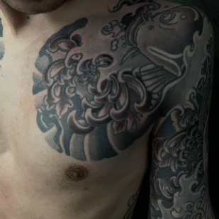 Masculino Negro y Gris Japonés tatuaje en Traje de Cuerpo Completo #87255 | Tattoo Artist Odincov Egor