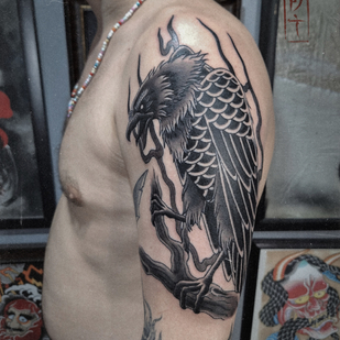 Masculino Negro Japonés tatuaje en Hombro #86155 | Tattoo Artist Roma Dober