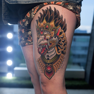 Femenino Color Japonés tatuaje en Muslo #86288 | Tattoo Artist Tatyana Chudesataya