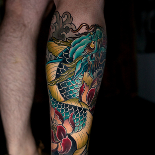 Masculino Color Japonés tatuaje en Espinilla #86289 | Tattoo Artist Tatyana Chudesataya