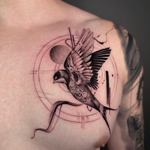 Masculino Negro Gráfico tatuaje en Pecho #87689 | Tattoo Artist Victoria Maslova