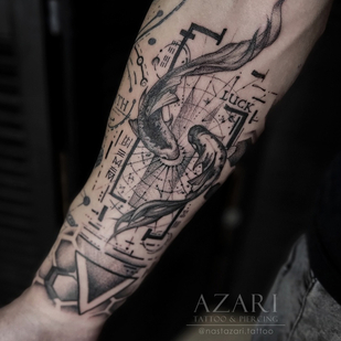 Masculino Negro Geométrico tatuaje en Antebrazo #91277 | Tattoo Artist Anastasiya Azari