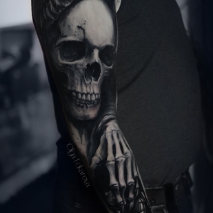 Masculino Negro y Gris Horror tatuaje en Manga #101912 | Tattoo Artist Olga Tokareva