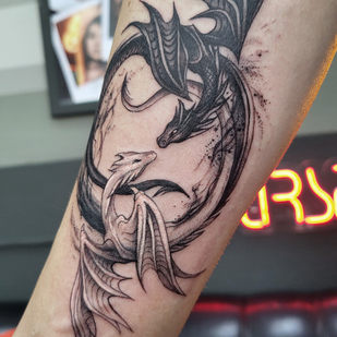 Masculino Negro Gráfico tatuaje en Antebrazo #92880 | Tattoo Artist Alisa Lisova