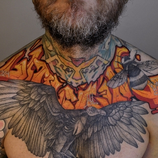 Masculino Color New School tatuaje en Clavícula #94835 | Tattoo Artist Nikita Presnyakov