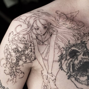 Masculino Negro Estilo del Autor tatuaje en Hombro #94432 | Tattoo Artist nunichego shtyrikova