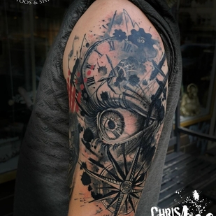 Masculino Negro y Gris Trash Polka tatuaje #95584 | Tattoo Artist Chris Ape
