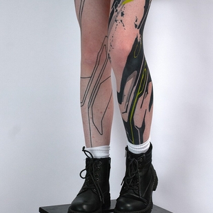Femenino Negro Estilo del Autor tatuaje en Pierna #96324 | Tattoo Artist BACKSTAGE TATTOO