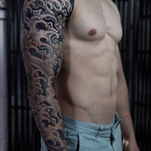 Masculino Negro y Gris Japonés tatuaje #103968 | Tattoo Artist Akulov Mark