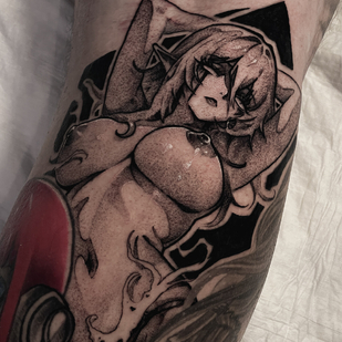 Masculino Negro Anime tatuaje en Espinilla #97421 | Tattoo Artist Valentin Markgraf