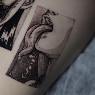 Femenino Negro Anime tatuaje en Muslo #97440 | Tattoo Artist Valentin Markgraf