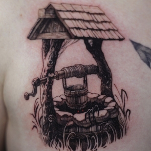 Masculino Negro Gráfico tatuaje en Pecho #100555 | Tattoo Artist Yavorskaya Anastasiya