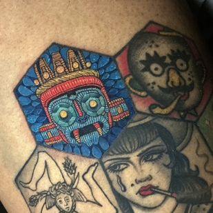 Masculino Color Parche tatuaje en Muslo #102390 | Tattoo Artist Rafaela Herrera Art