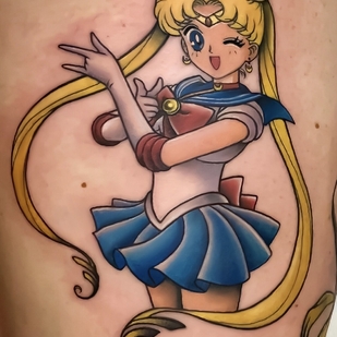Femenino  Anime tatuaje en Muslo #103301 | Tattoo Artist Stefania Gala