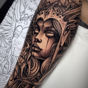 Masculino Negro Blackwork tatuaje en Pierna #103242 | Tattoo Artist Julian Moth