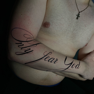 Masculino Negro Caligrafía tatuaje #104246 | Tattoo Artist Evgeniy Kolodkin