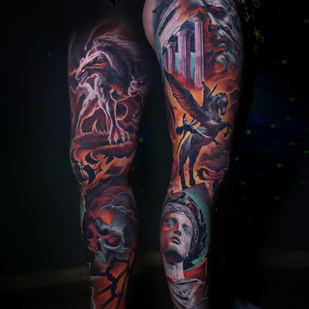 Masculino Color Realismo tatuaje en Pierna #93575 | Tattoo Artist Dmitriy Varlakov