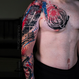 Masculino Color Trash Polka tatuaje en Manga #97193 | Tattoo Artist Nik Lucas