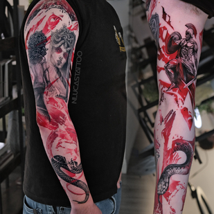 Masculino Color Trash Polka tatuaje en Manga #97198 | Tattoo Artist Nik Lucas