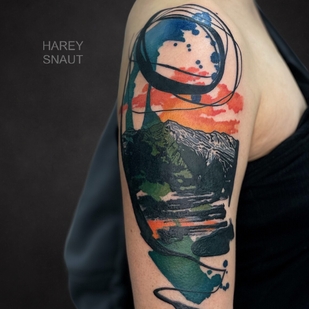 Color Acuarela tatuaje en Hombro #94216 | Tattoo Artist Harey Snaut