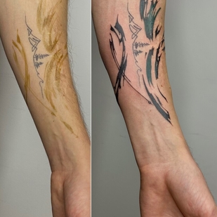 Masculino Color Abstracto tatuaje en Antebrazo #93373 | Tattoo Artist Mary Nepostaeva