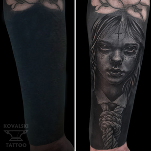 Negro y Gris Cover-up tatuaje #96188 | Tattoo Artist Vladimir Kovalevskiy