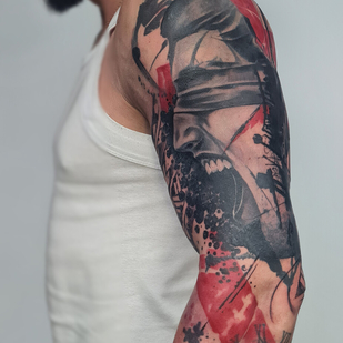 Masculino Color Trash Polka tatuaje en Hombro #96212 | Tattoo Artist Vladimir Kovalevskiy