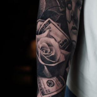 Masculino Negro y Gris Chicano tatuaje en Manga #99915 | Tattoo Artist Anastasiya Yusupova CAT_KABUKI