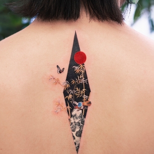 Femme Couleur  tatouage sur Dos #51953 | Artiste tatoueur Franky Yang