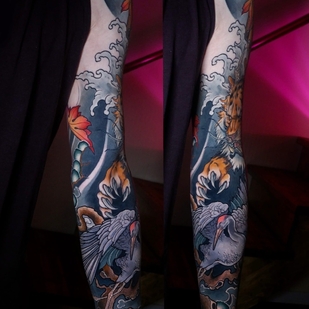 Homme Couleur Néo-traditionnel tatouage sur Manche #65061 | Artiste tatoueur Alena Lang