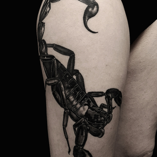Femme Noir et Gris Graphique tatouage sur Cuisse #65638 | Artiste tatoueur ROMAN MIGURA