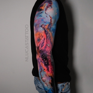 Homme Couleur Aquarelle tatouage sur Manche #65882 | Artiste tatoueur Nik Lucas